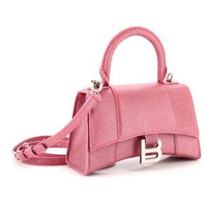 NWT Balenciaga Hourglass Small Top Handle Shoulder Bag Sweet Pink Sparkling